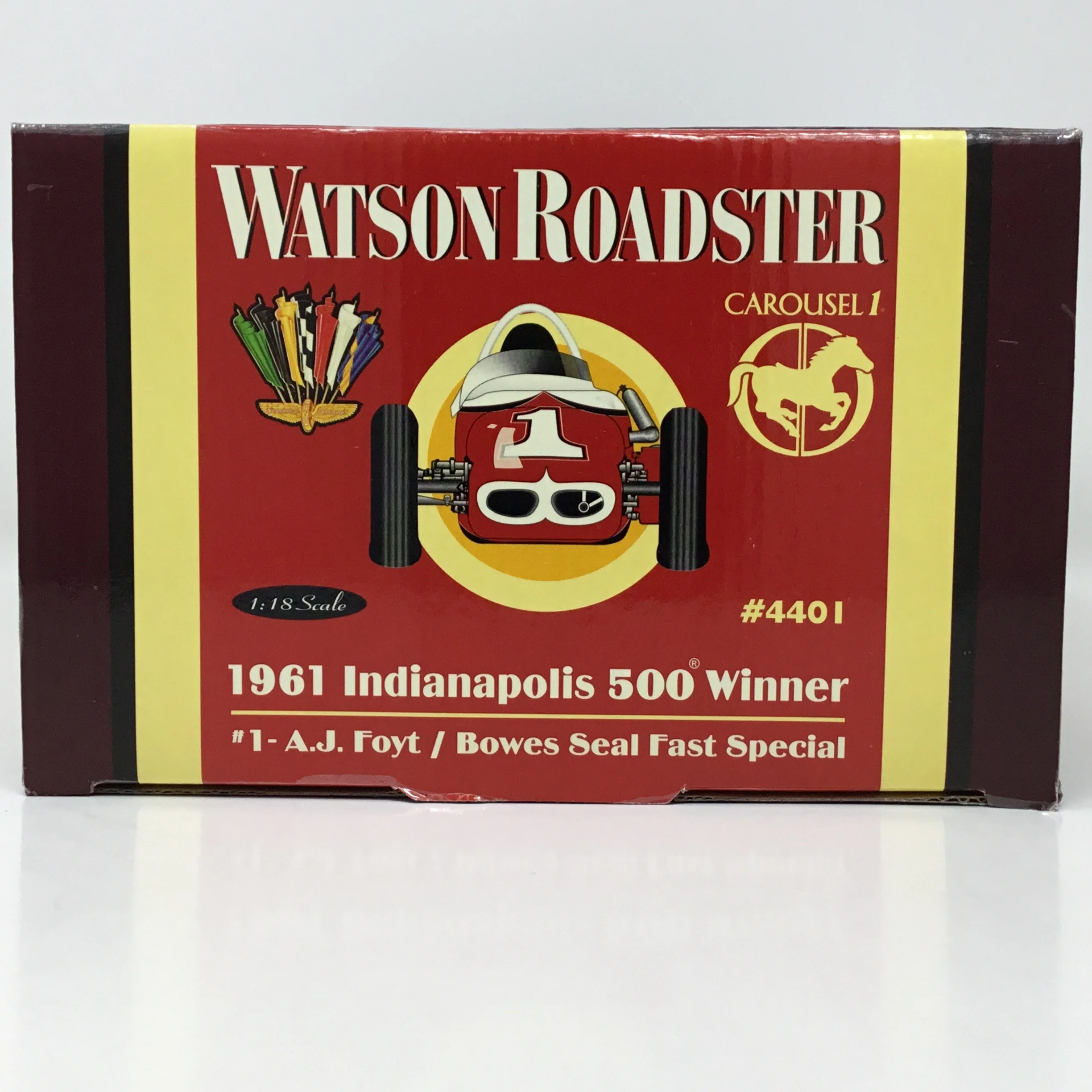 A.J. Foyt 1961 Carousel 1 Bowes Seal Fast Sepcial Indianapolis 500 Winner 1:18 Diecast #4401 - Image 9