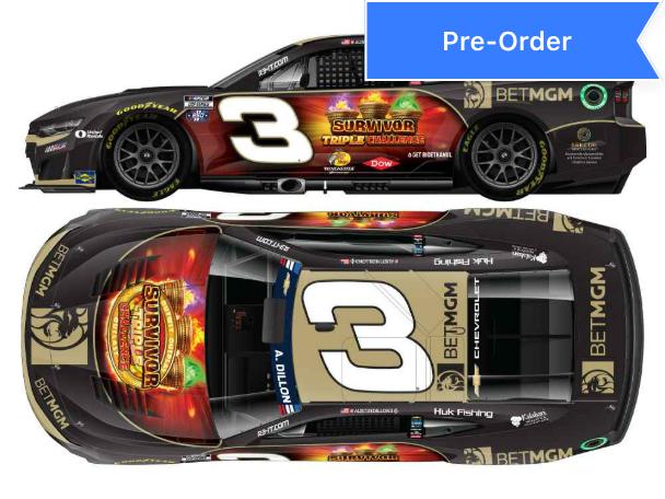 Austin Dillon 2026 BETMGM Survivor Triple Challenge 1:24 Diecast *PREORDER*