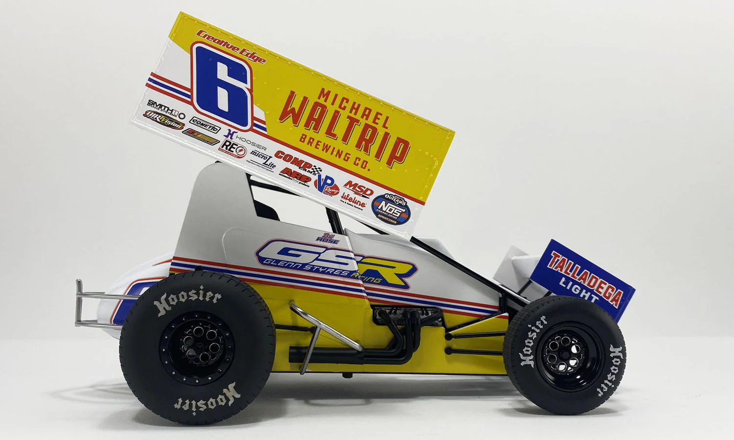 Bill Rose 2024 Michael Waltrip Brewing Co. GSR Sprint Car 1:18 Diecast - Image 3