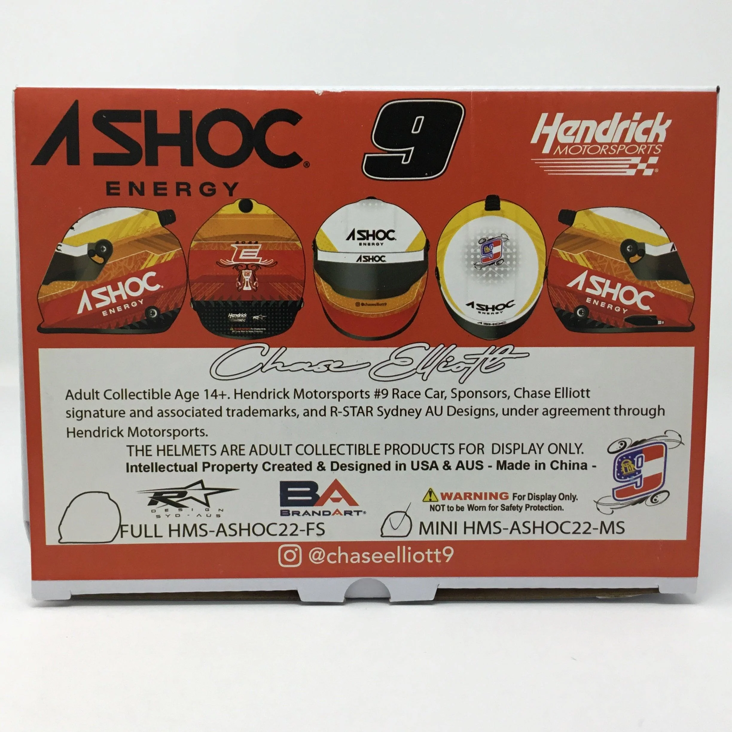 Chase Elliott 2022 ASHOC Energy Mini Helmet - Image 7