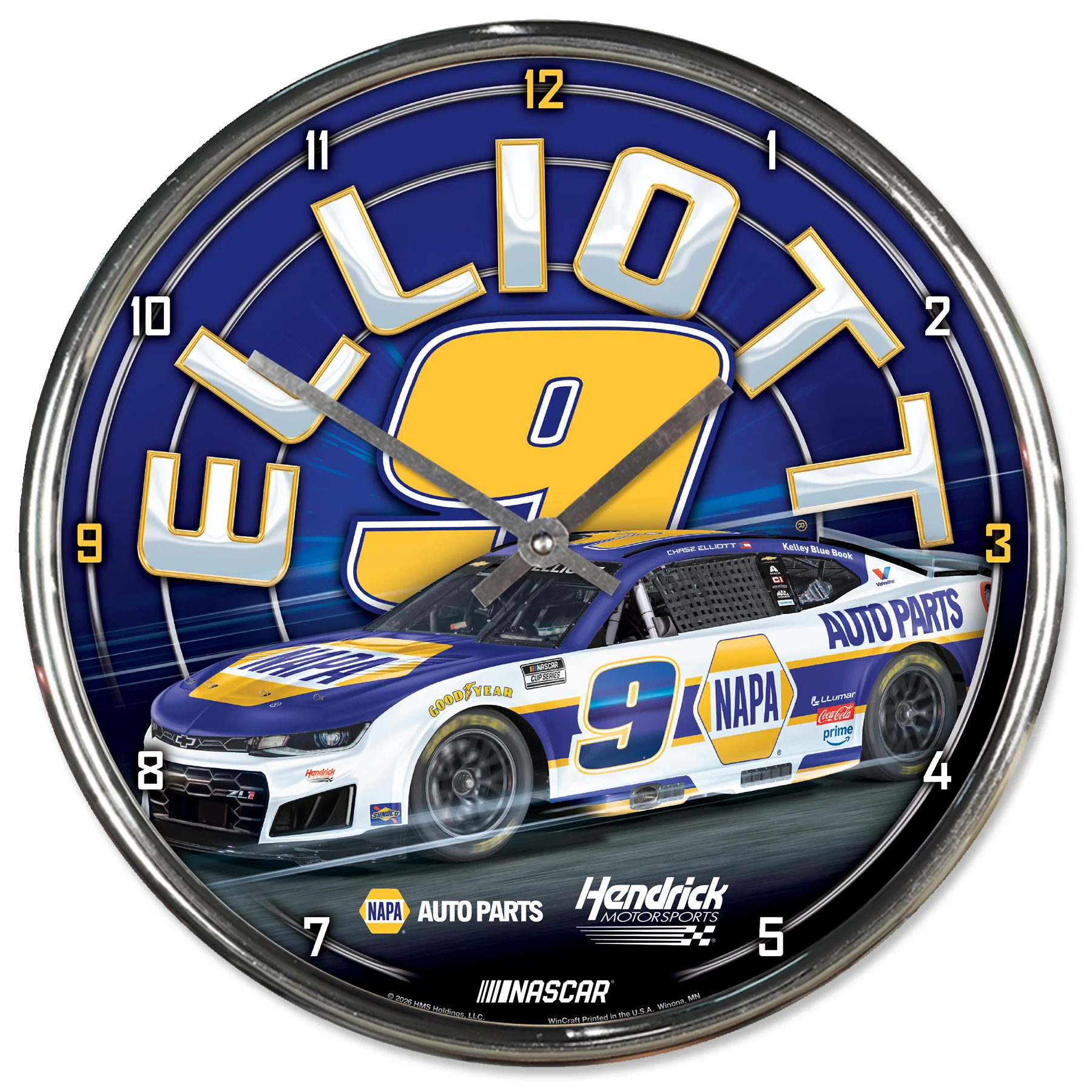 Chase Elliott NAPA Auto Parts Chrome Horn Wall Clock *PREORDER*