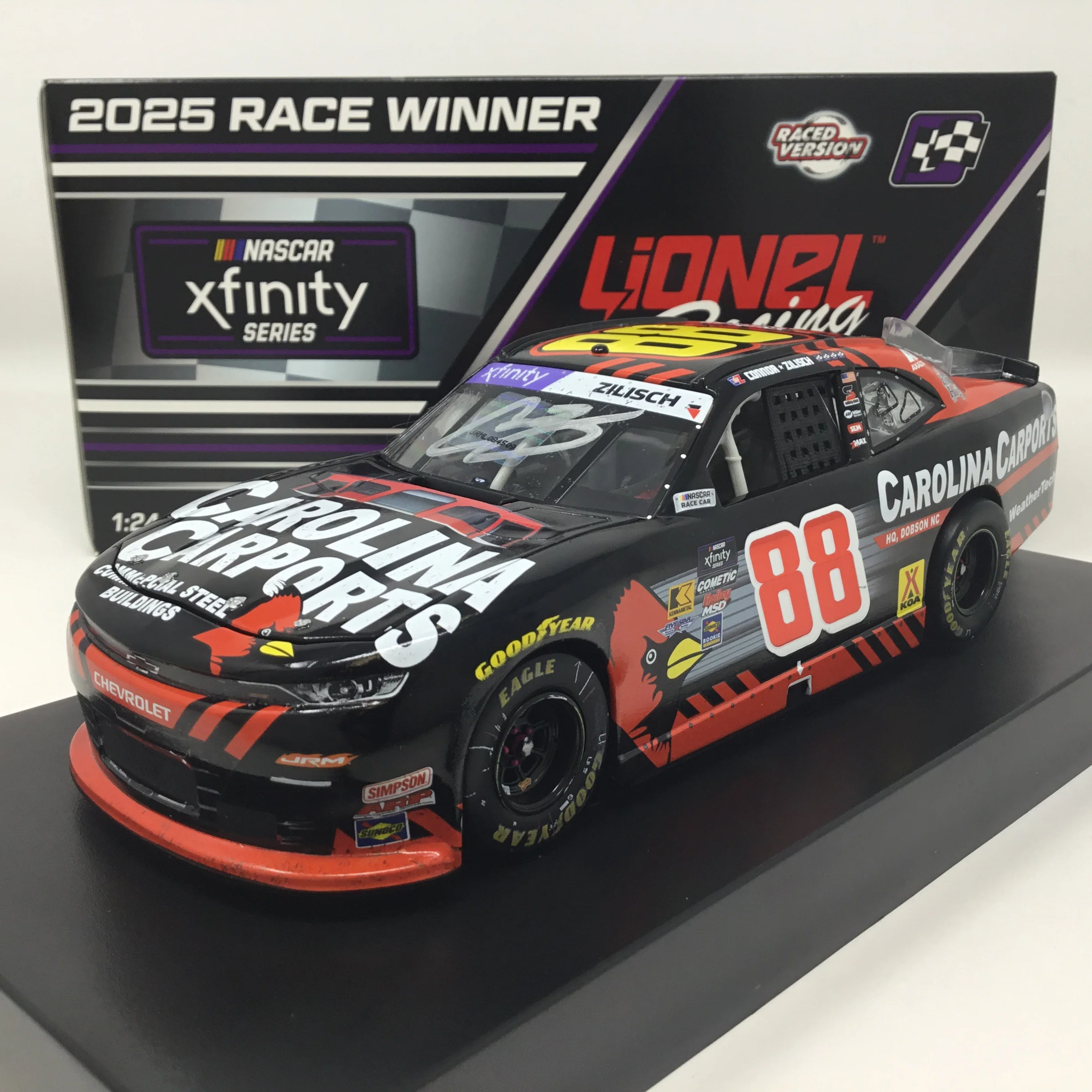 Connor Zilisch 2025 Carolina Carports Dover Race Win Autographed 1:24 Diecast