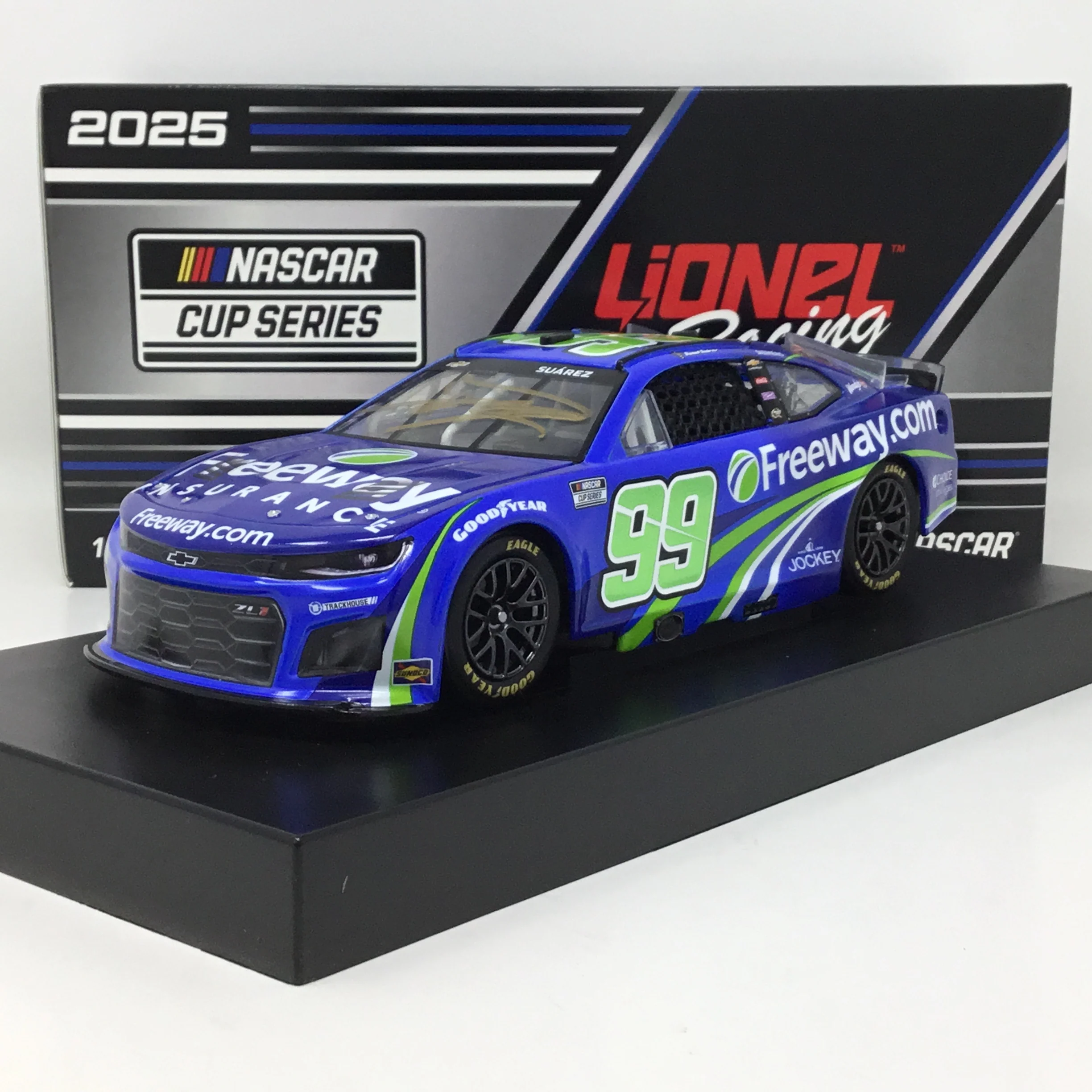 Daniel Suarez 2025 Freeway Insurance Blue Foil Number 1:24 Autographed Diecast