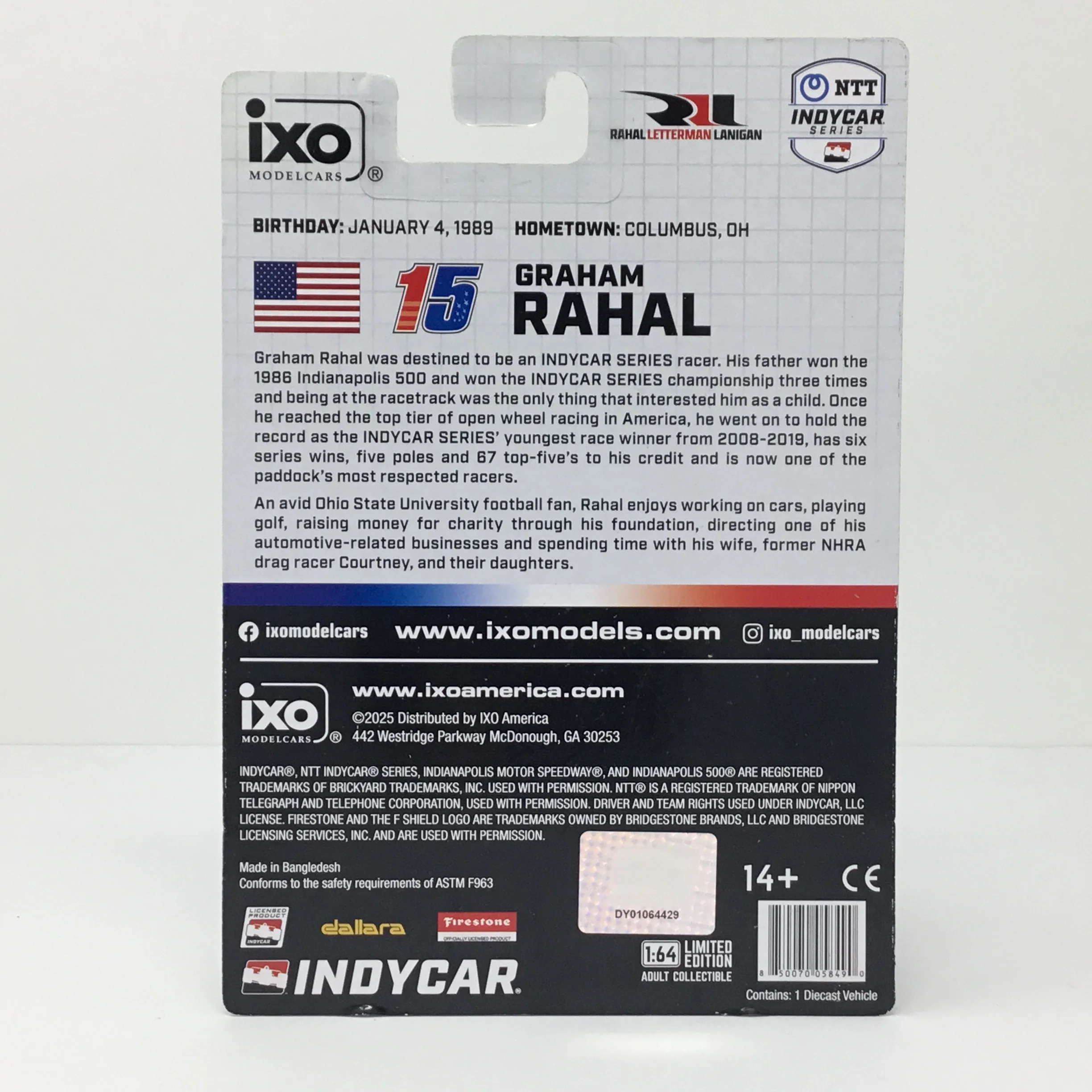 Graham Rahal 2025 Mobil 1 / Rahal Letterman Lanigan 1:64 Diecast - Image 2
