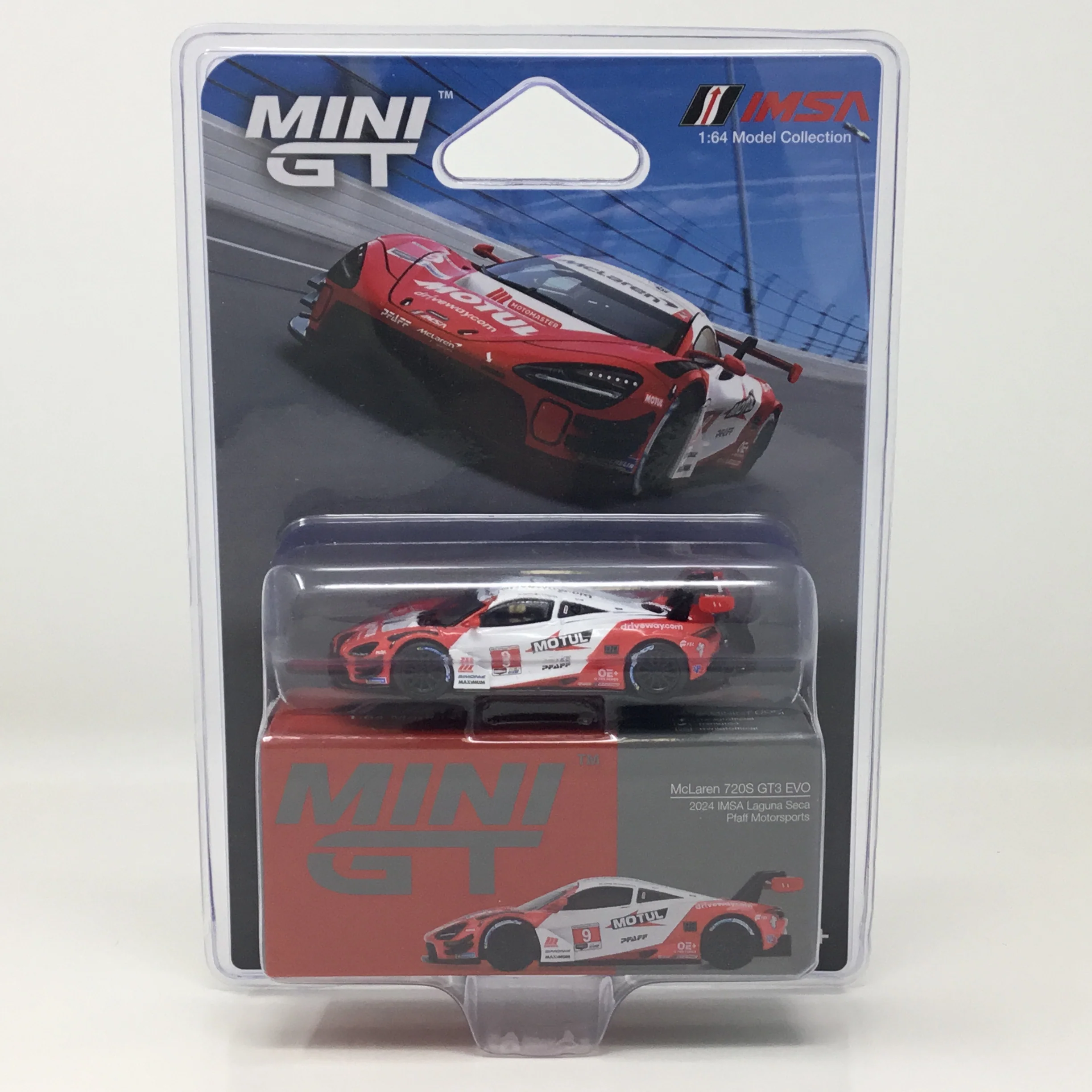 Jarvis/Kirchhofer 2024 McLaren 720 GT3 EVO Pfaff Motorsports ‘SENNA TRIBUTE’ IMSA Laguna Seca 1:64 Diecast by MiniGT