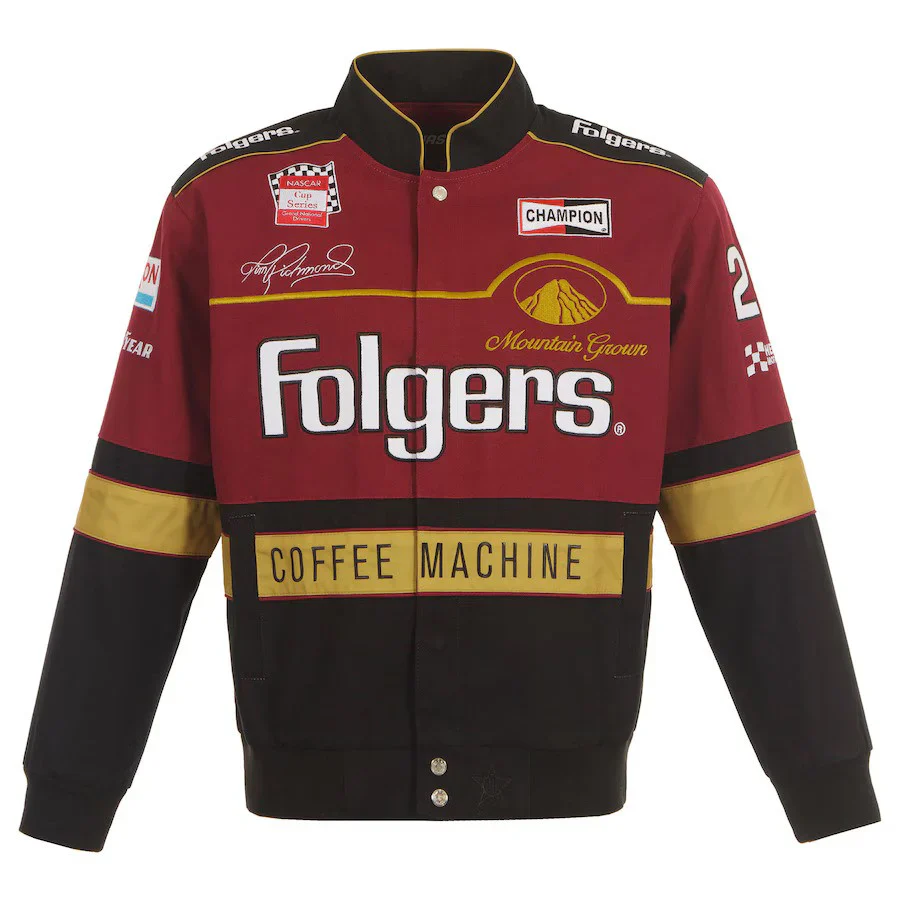 Tim Richmond 2024 Folgers Burgundy-Black Uniform Full-Snap Jacket - Image 2