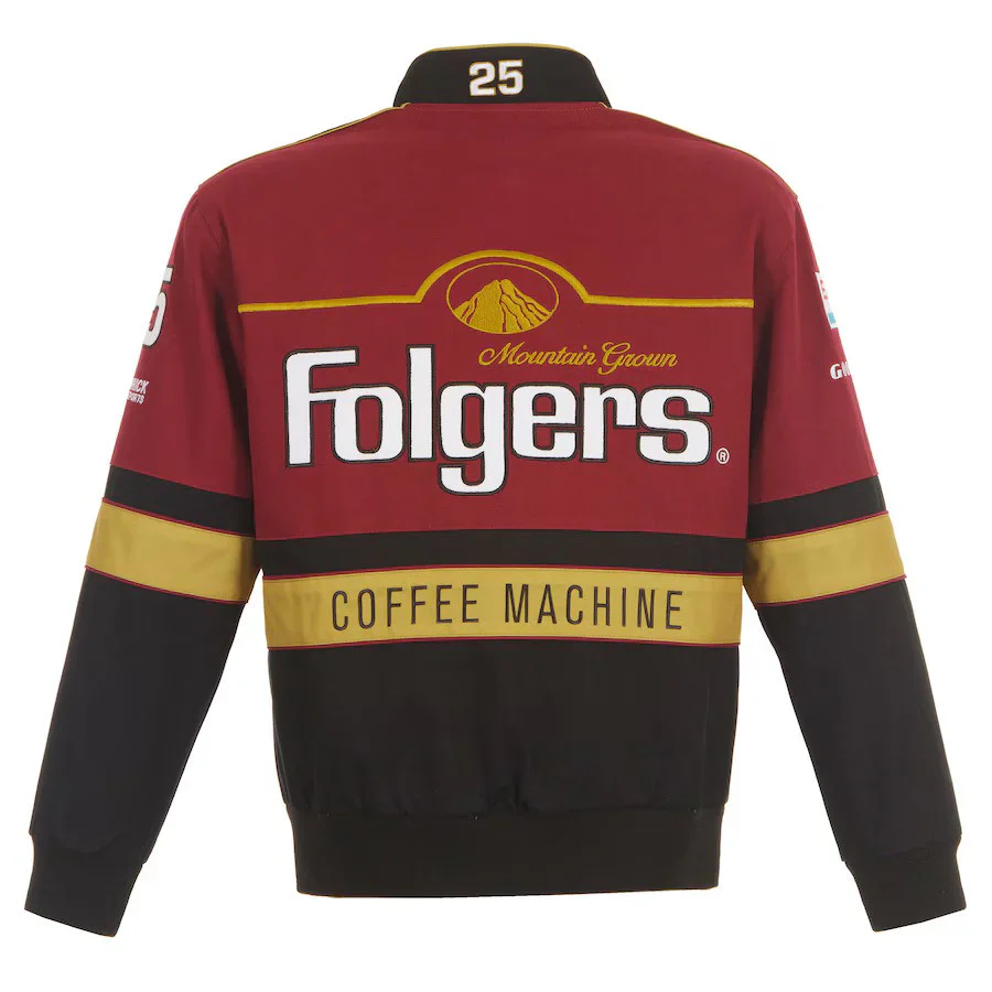 Tim Richmond 2024 Folgers Burgundy-Black Uniform Full-Snap Jacket - Image 3