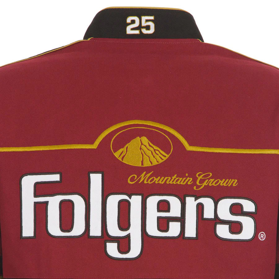 Tim Richmond 2024 Folgers Burgundy-Black Uniform Full-Snap Jacket - Image 5