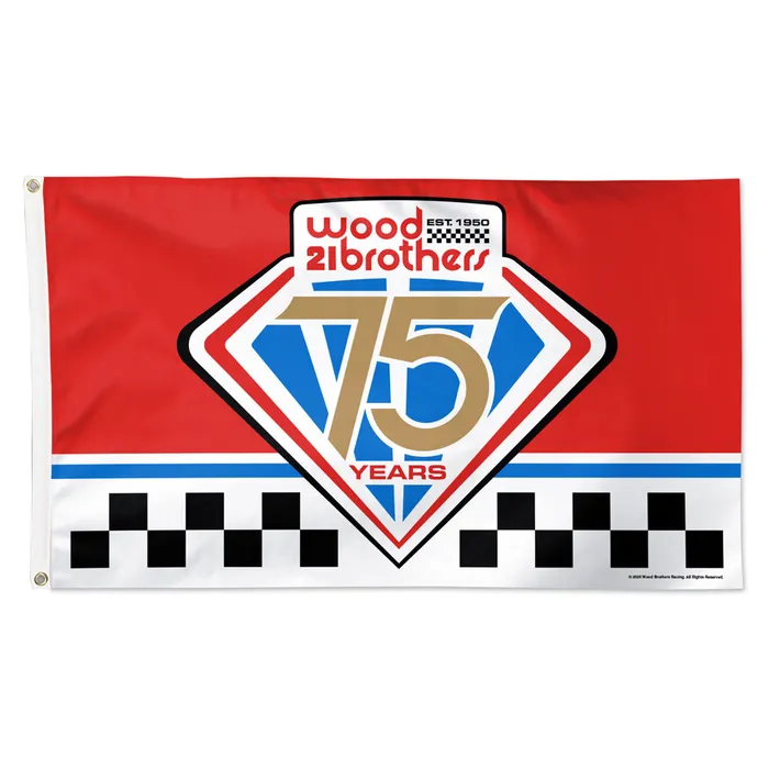 Josh Berry / Wood Brothers Racing 75 Years Deluxe 3x5 Flag
