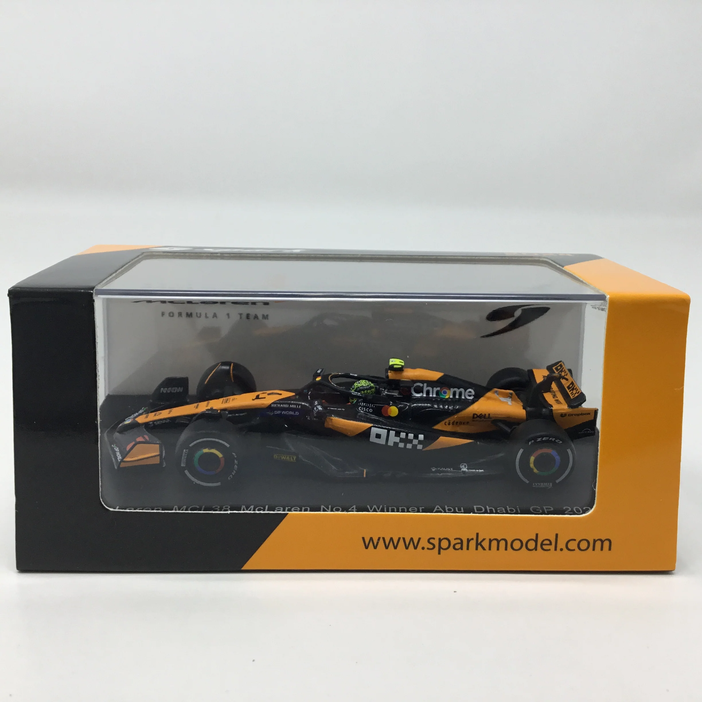 Lando Norris McLaren MCL38 2024 Abu Dhabi GP Winner Spark F1 1:64 Diecast