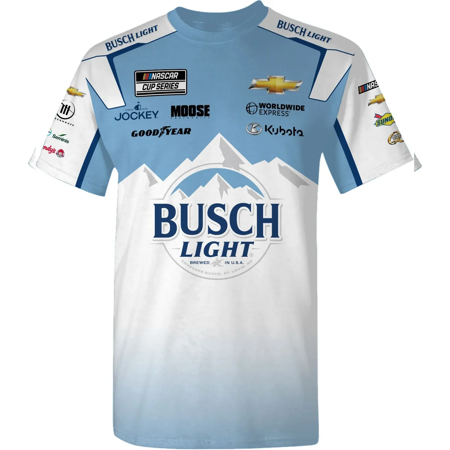 Ross Chastain 2024 Busch Light Beer Sublimated Uniform Pit Crew T-Shirt - Image 2