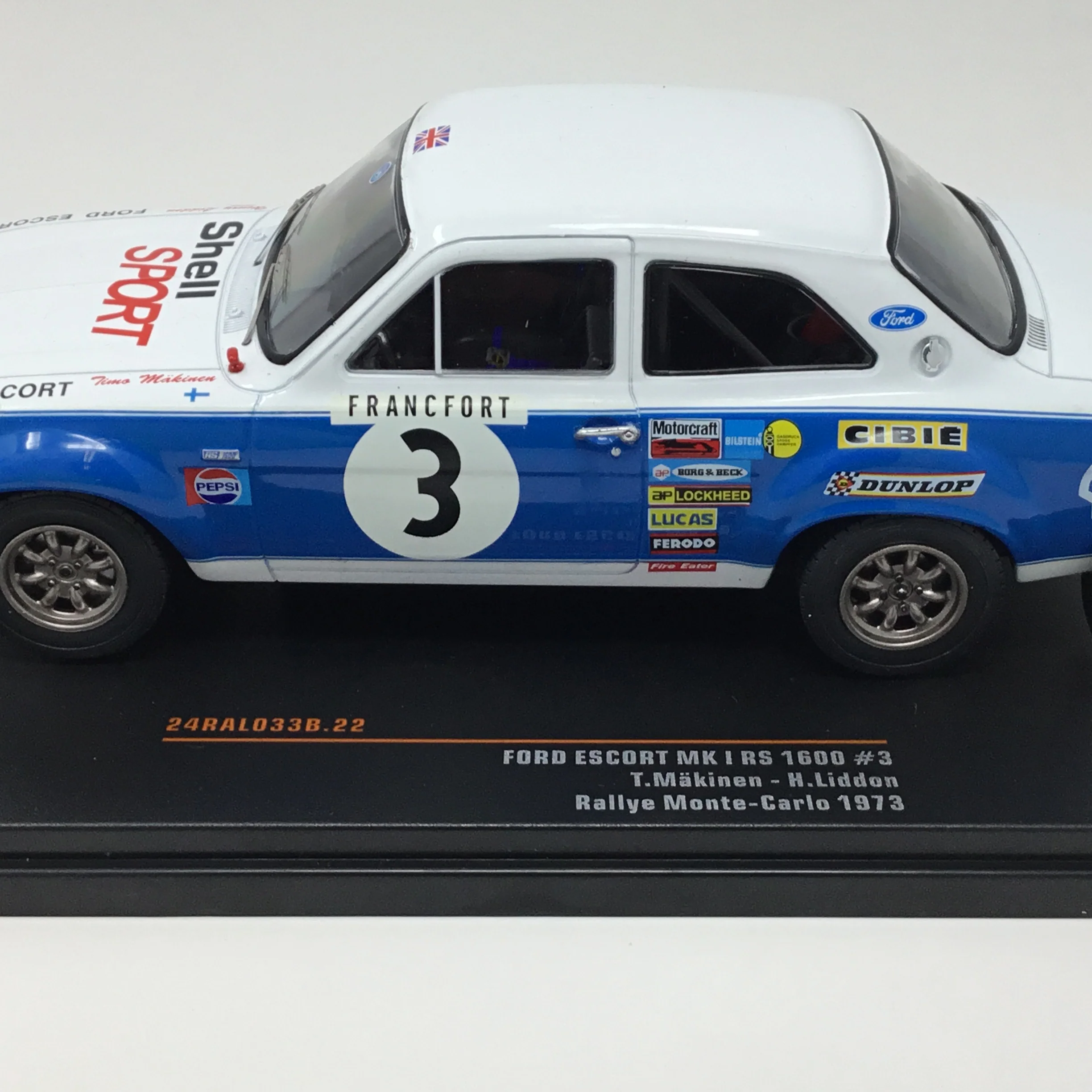 T. Makinen - H. Liddon 1973 Ford Escort MK I RS 1600 #3 Ralleye Monte-Carlo 1:24 Diecast - Image 6